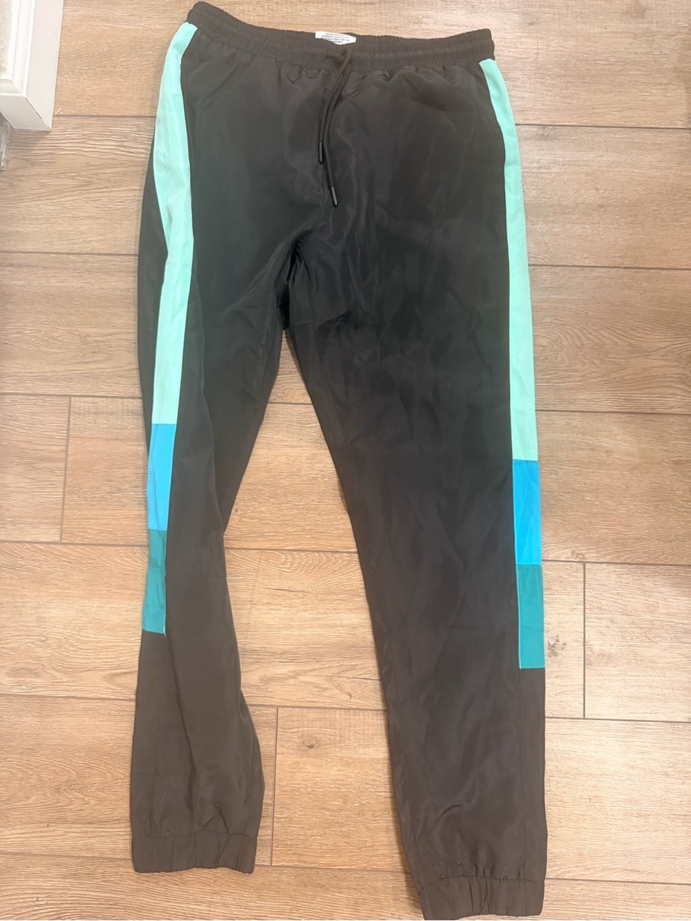 Women's Black Track Joggers with Aqua Stripe Panels